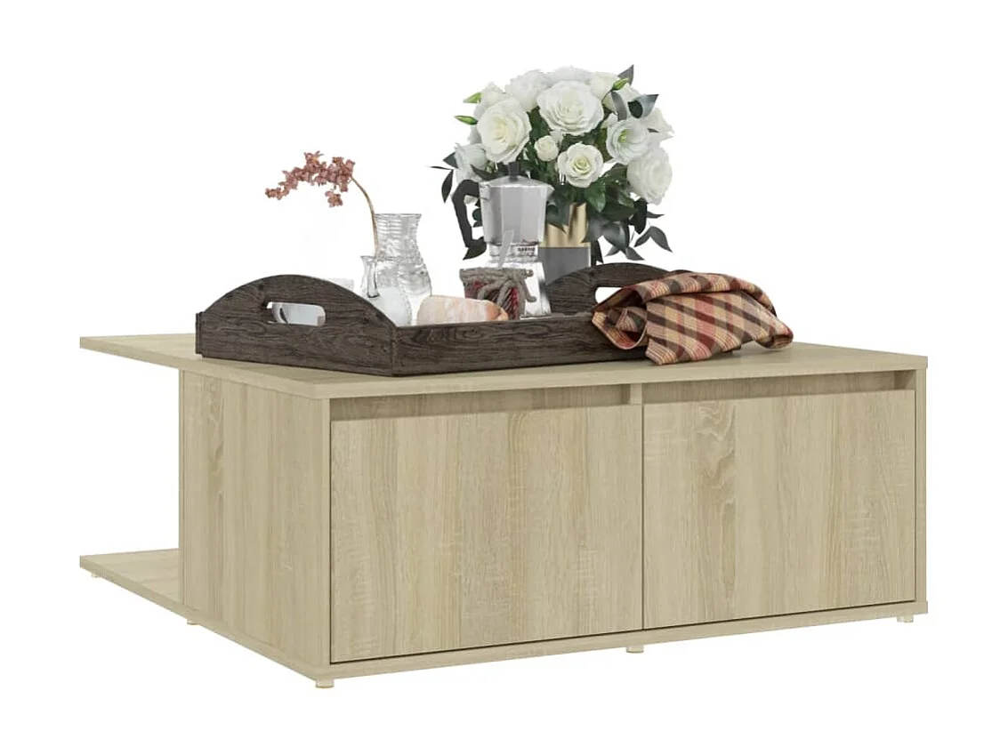 Table basse Chêne sonoma 80x80x31 cm Aggloméré OFR87040 BonneVie Meuble