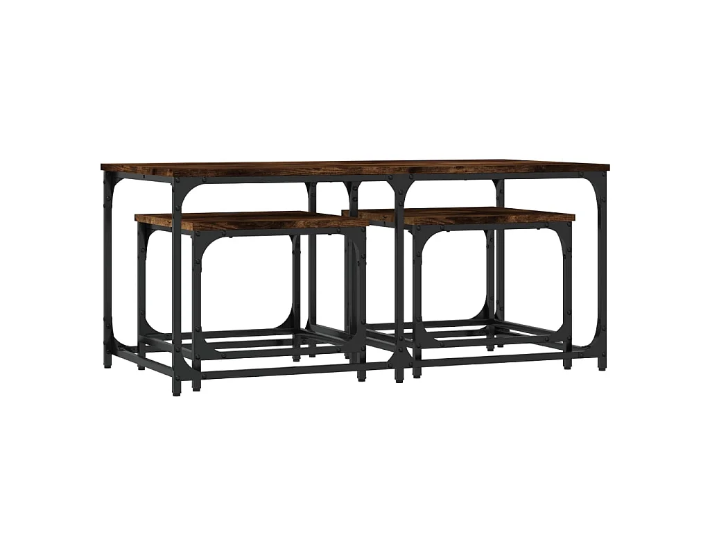 Tables basses gigognes 3 pcs chêne fumé bois d'ingénierie OFR77163 BonneVie Meuble
