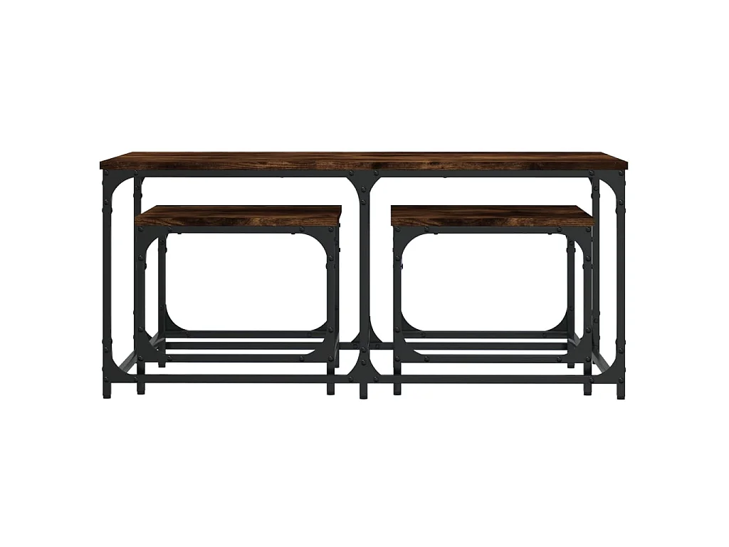 Tables basses gigognes 3 pcs chêne fumé bois d'ingénierie OFR77163 BonneVie Meuble