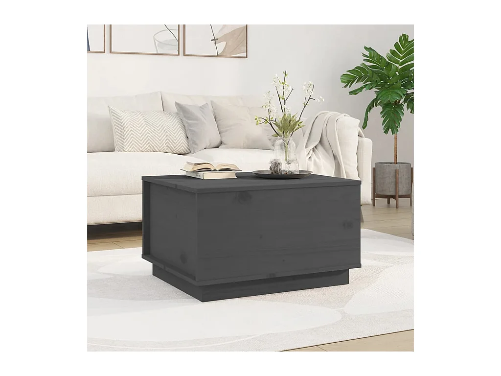 Table basse relevable Gris 60x50x35 cm Bois massif de pin OFR44752 BonneVie Meuble