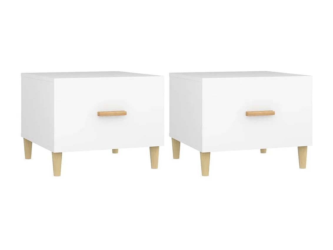 Tables basses 2 pcs blanc 50x50x40 cm bois d'ingénierie OFR10167 BonneVie Meuble