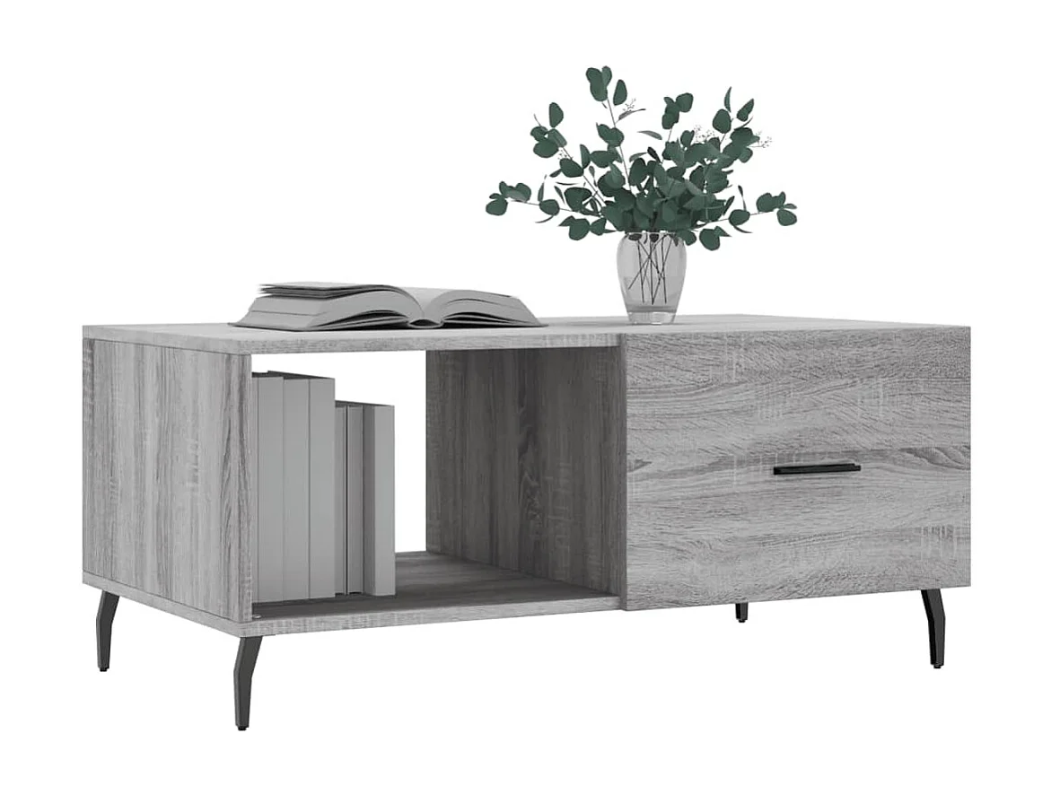Table basse sonoma gris 90x50x40 cm bois d'ingénierie OFR75265 BonneVie Meuble