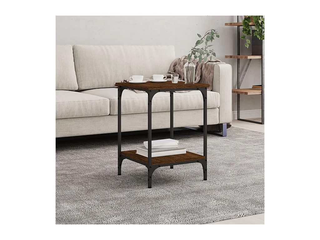 Table basse chêne marron 40x40x55 cm bois d'ingénierie OFR61303 BonneVie Meuble