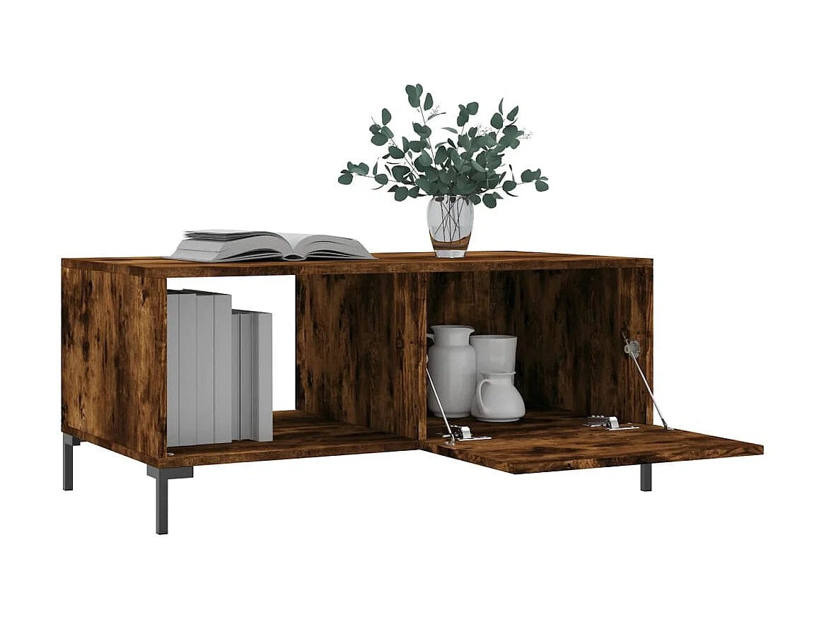 Table basse chêne fumé 90x50x40 cm bois d'ingénierie OFR66461 BonneVie Meuble