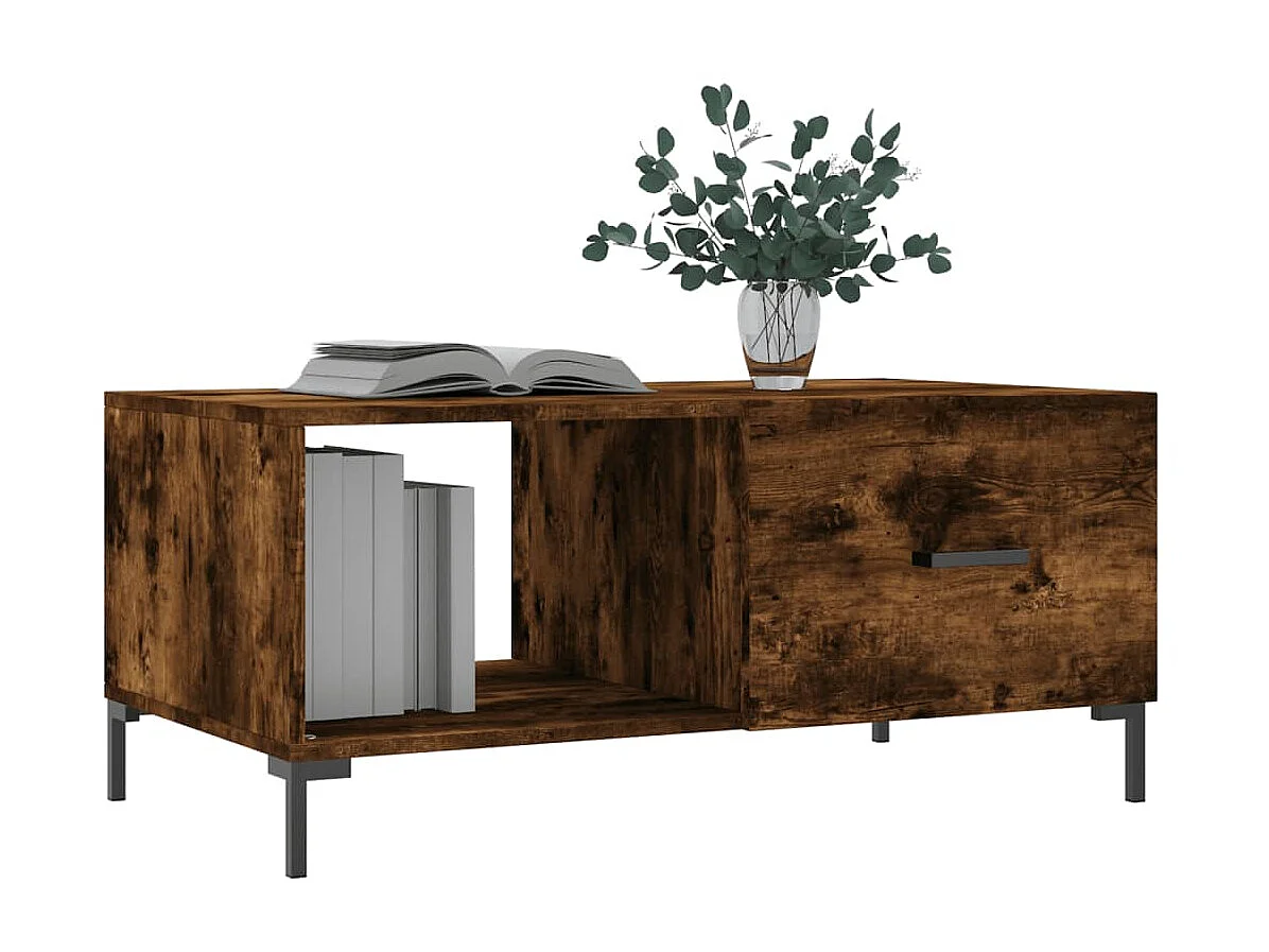 Table basse chêne fumé 90x50x40 cm bois d'ingénierie OFR66461 BonneVie Meuble