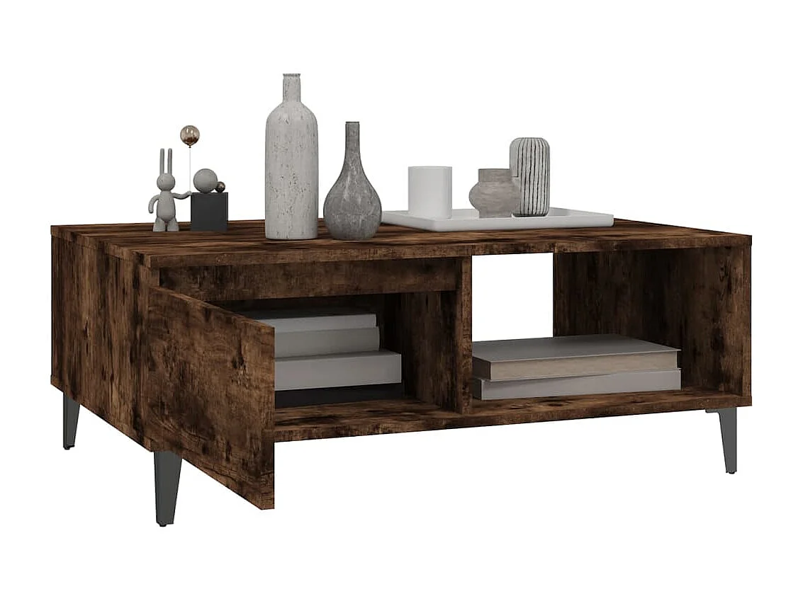 Mesa de centro madera de ingeniería roble ahumado 90x60x35 cm ES80258