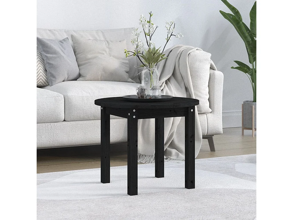 Mesa de centro de madera maciza de pino negro Ø 55x45 cm ES96906