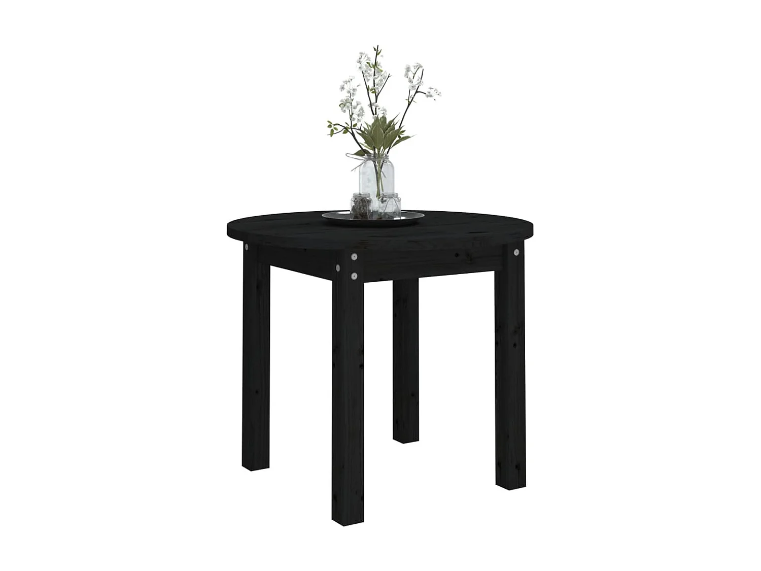 Mesa de centro Ø 55x45 cm madeira de pinho maciça preto PT825219