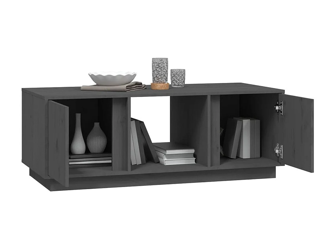 Mesa de centro 110x50x40 cm madeira de pinho maciça cinzento PT403509