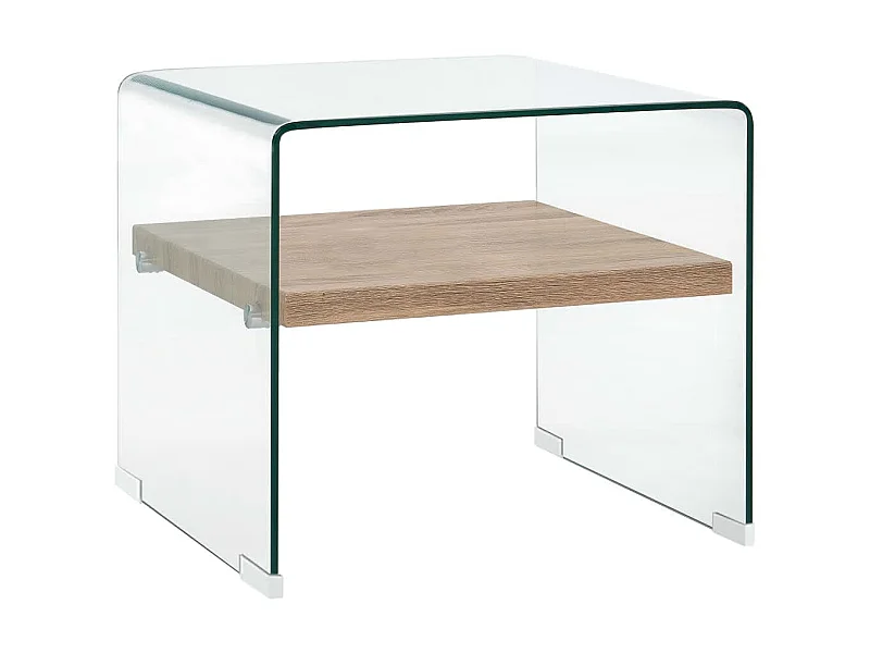 Salontafel 50x50x45 cm gehard glas transparant NL43245