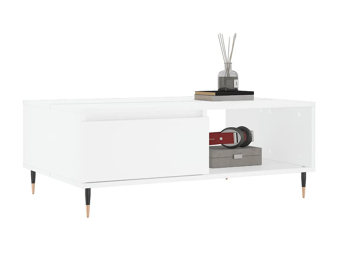 Table basse blanc 90x60x35 cm bois d'ingénierie OFR84865 BonneVie Meuble