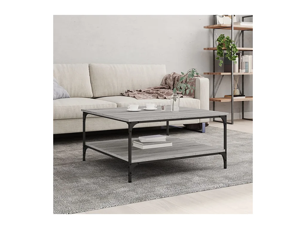 Mesa de centro madera de ingeniería gris Sonoma 80x80x40 cm ES32404