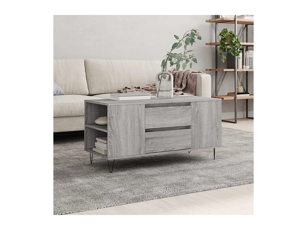 Mesa de centro madera de ingeniería gris Sonoma 102x44,5x50 cm ES93798