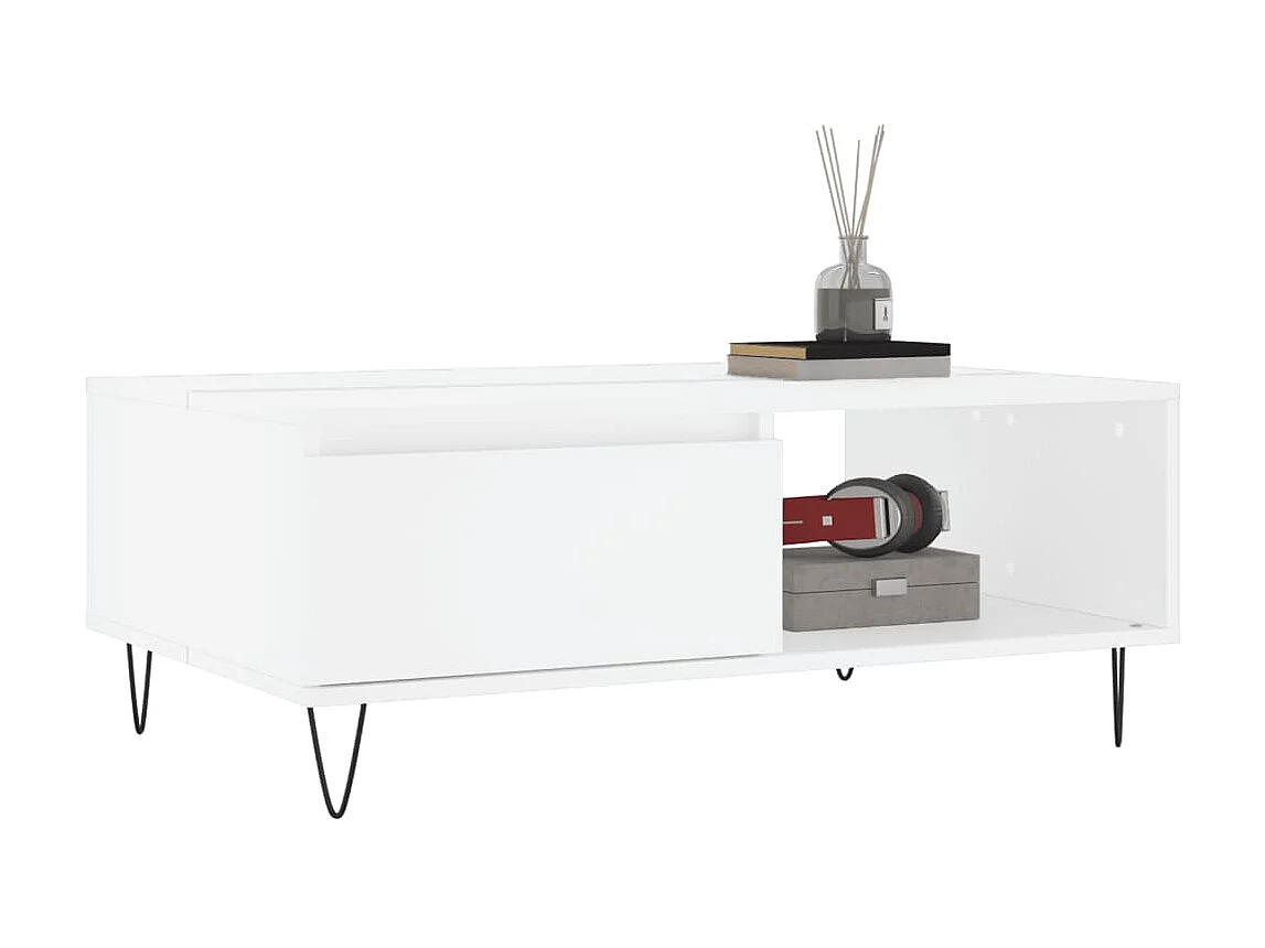 Table basse blanc 90x60x35 cm bois d'ingénierie OFR21235 BonneVie Meuble