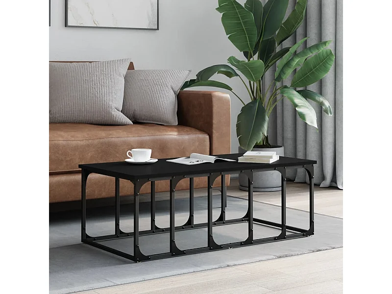 Table basse noir 100x50x35,5 cm bois d'ingénierie OFR10838 BonneVie Meuble