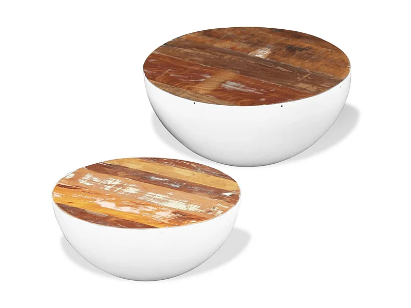 Set mesa de centro forma cuenco 2 uds madera maciza reciclada ES72220