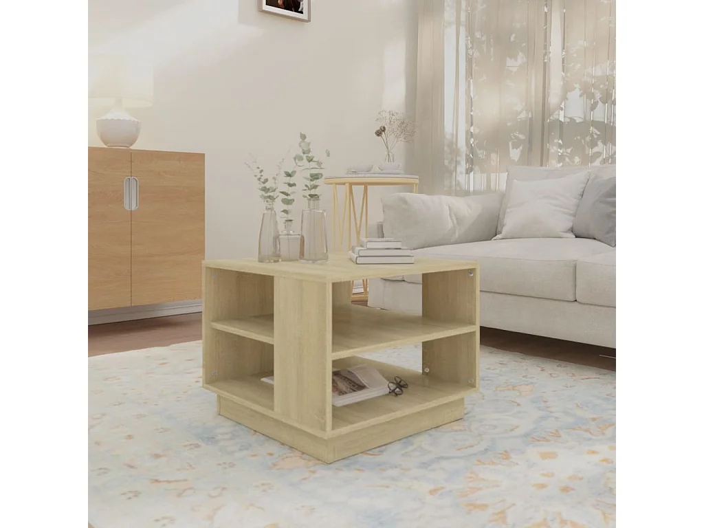 Table basse Chêne Sonoma 55x55x43 cm Aggloméré OFR30264 BonneVie Meuble