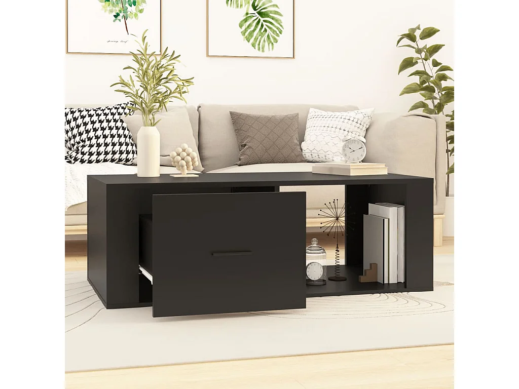 Mesa de centro madera contrachapada negro 100x50,5x35 cm ES11441