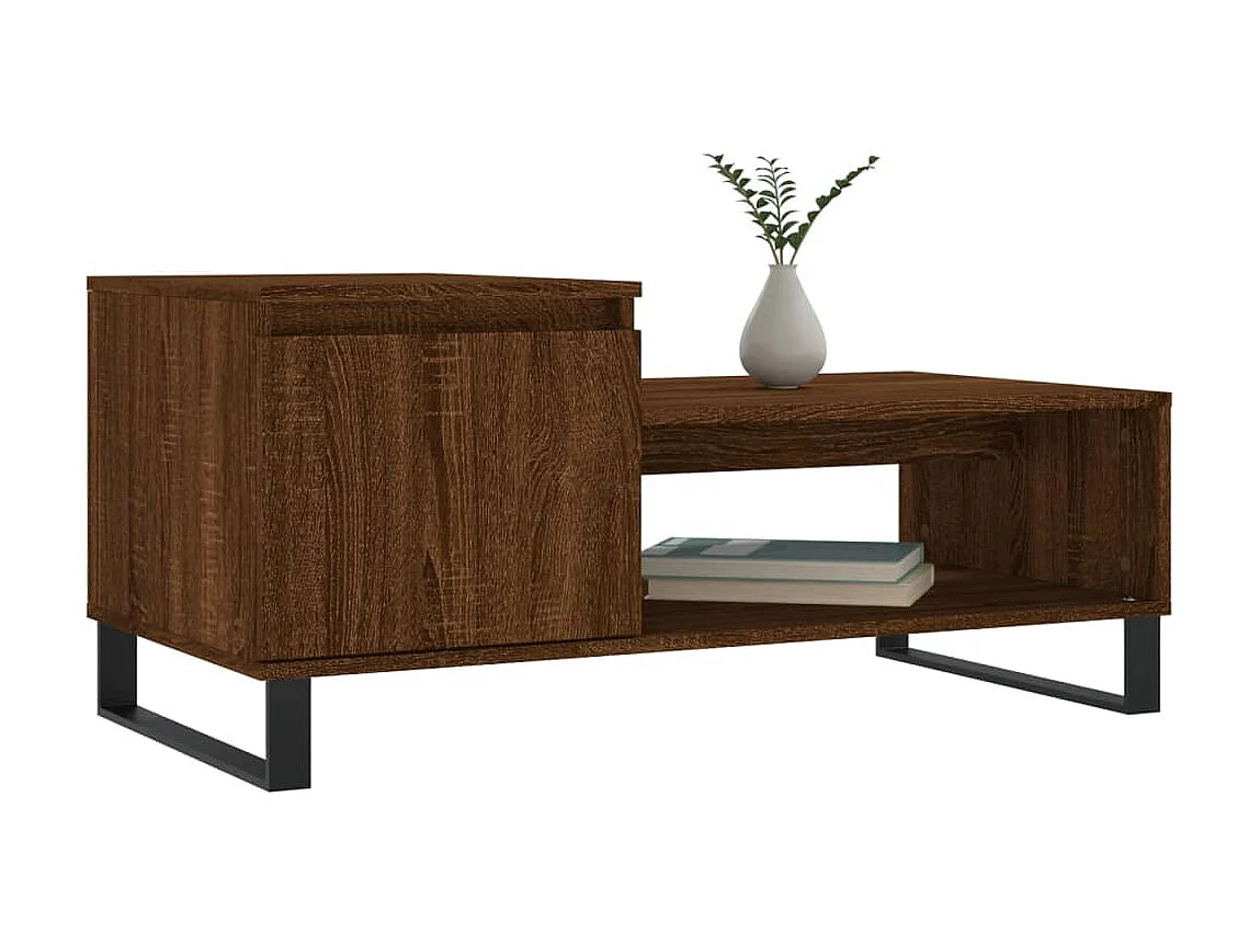 Table basse Chêne marron 100x50x45 cm Bois d'ingénierie OFR91488 BonneVie Meuble