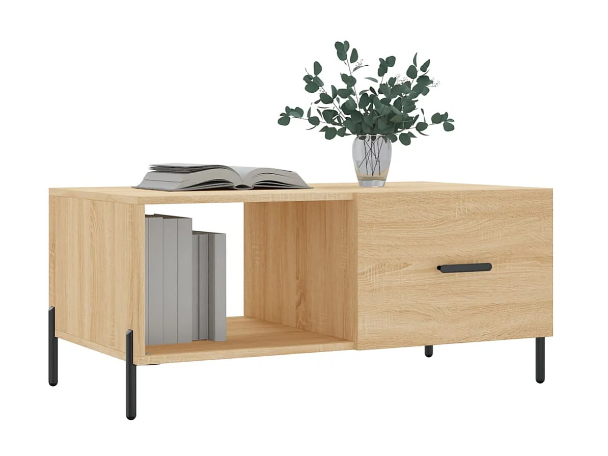 Table basse chêne sonoma 90x50x40 cm bois d'ingénierie OFR17093 BonneVie Meuble