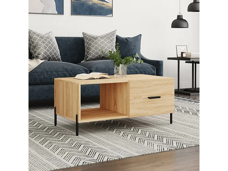Table basse chêne sonoma 90x50x40 cm bois d'ingénierie OFR17093 BonneVie Meuble
