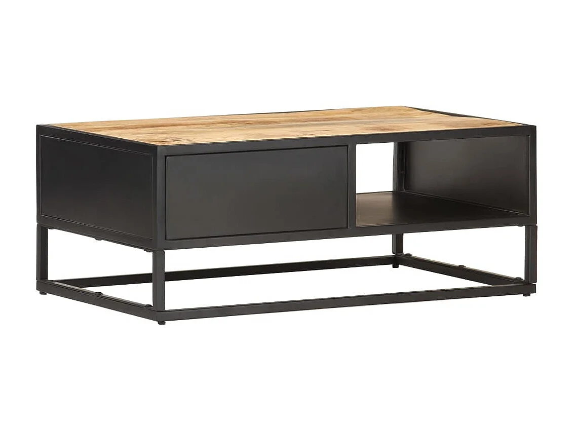 Mesa de centro puerta tallada madera de mango rugosa 90x55x36 cm ES81156