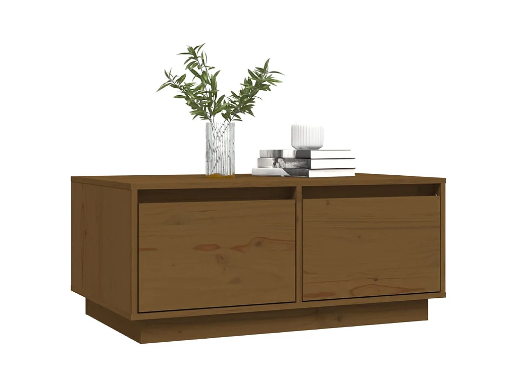 Table basse Marron miel 80x50x35 cm Bois massif de pin OFR56767 BonneVie Meuble