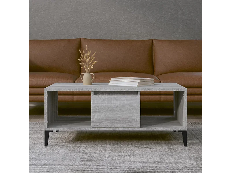 Mesa de centro madera contrachapada gris Sonoma 90x50x36,5 cm ES74241