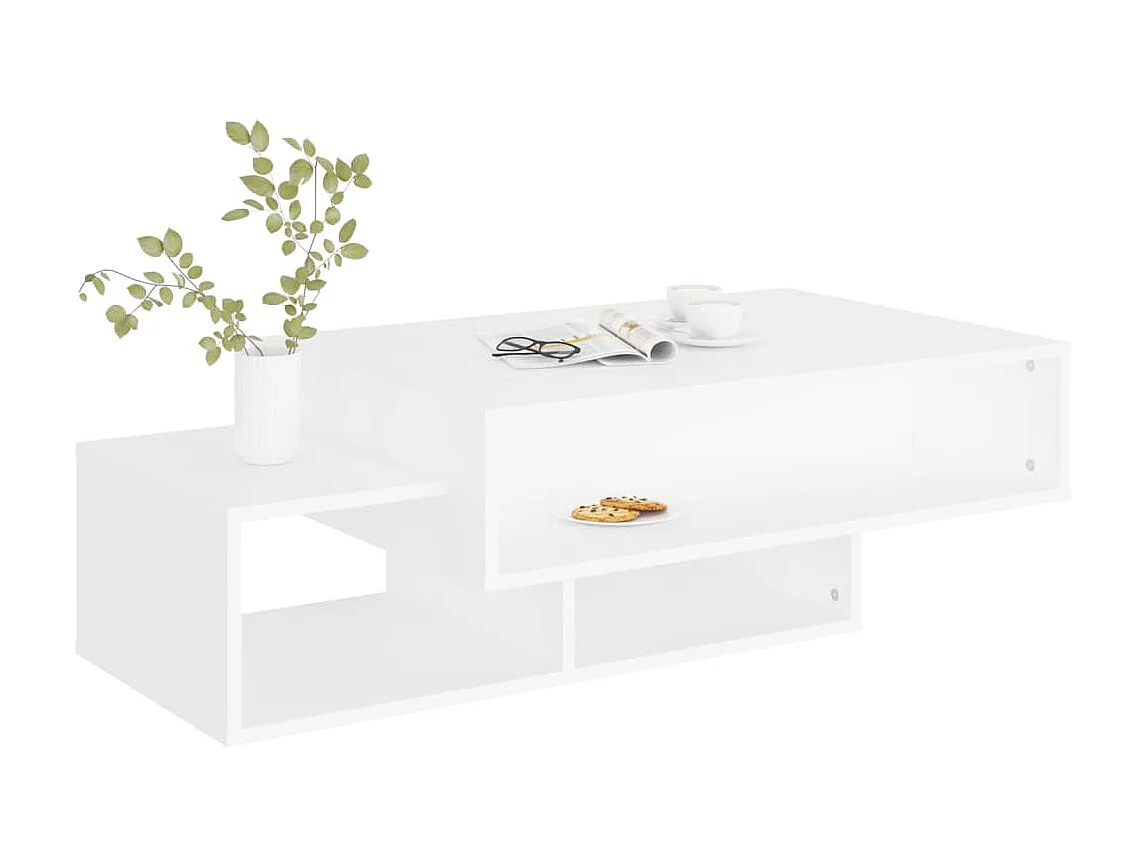 Table basse Blanc 105x55x32 cm Aggloméré OFR46972 BonneVie Meuble