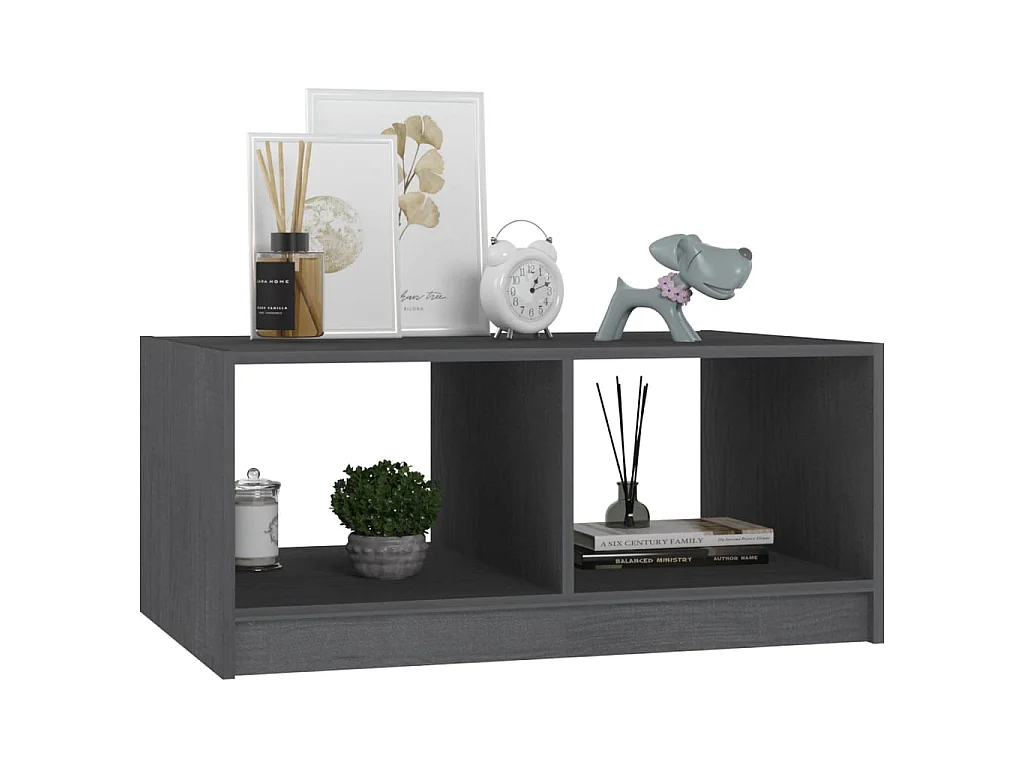 Table basse Gris 75x50x33,5 cm Bois de pin massif OFR46441 BonneVie Meuble