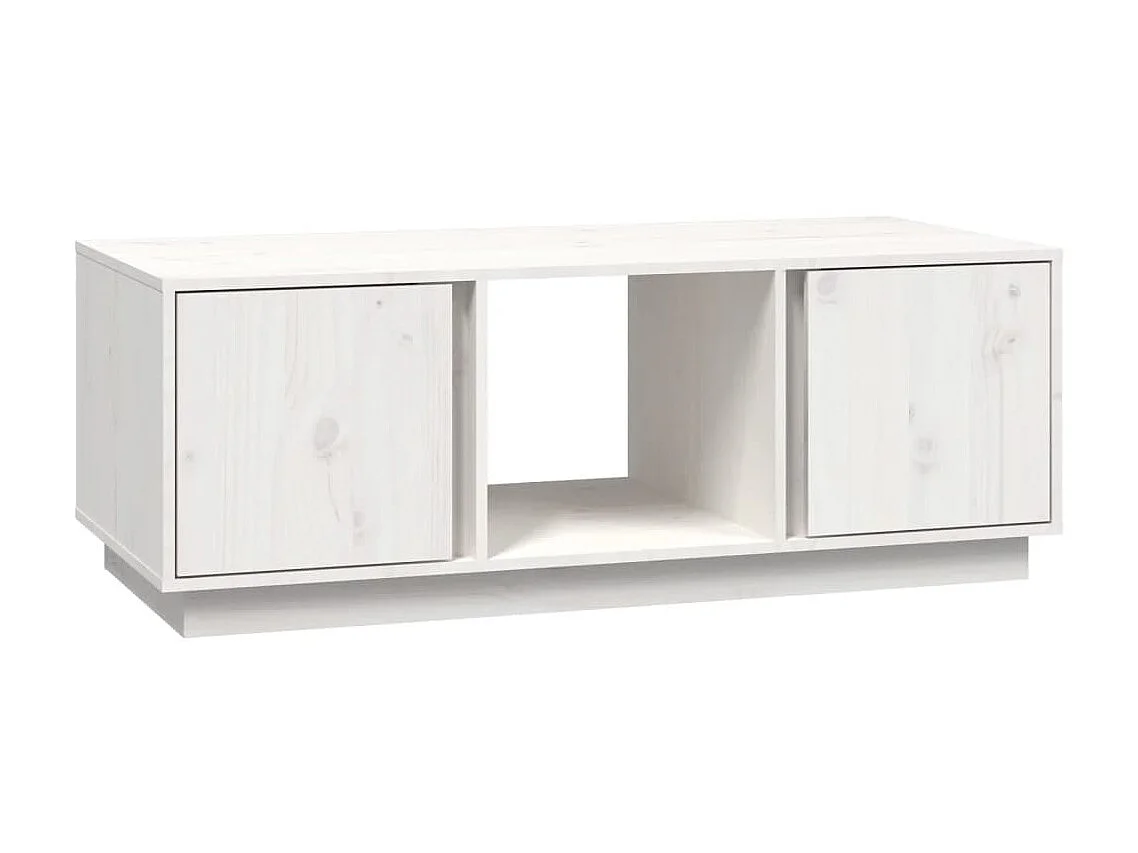 Table basse Blanc 110x50x40 cm Bois massif de pin OFR34707 BonneVie Meuble