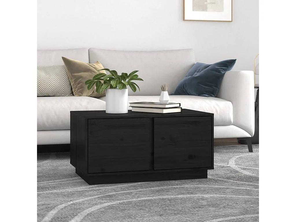 Mesa de centro 80x50x40 cm madeira de pinho maciça preto PT660251
