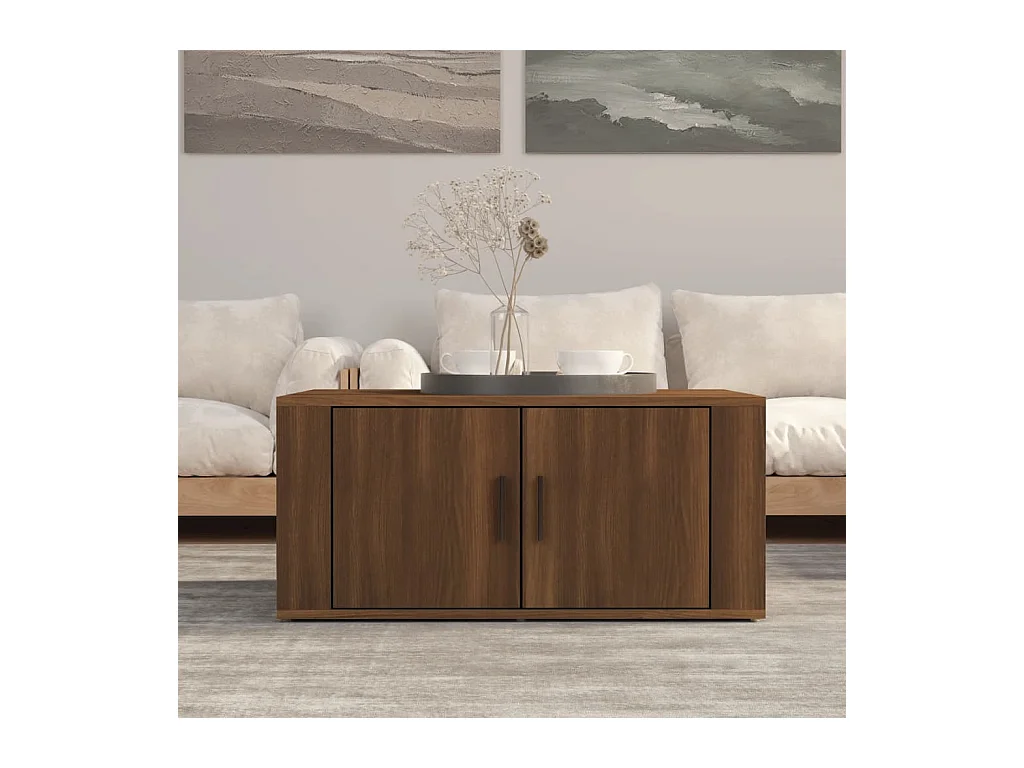 Salontafel 80x50x36 cm bewerkt hout bruin eikenkleur NL64432