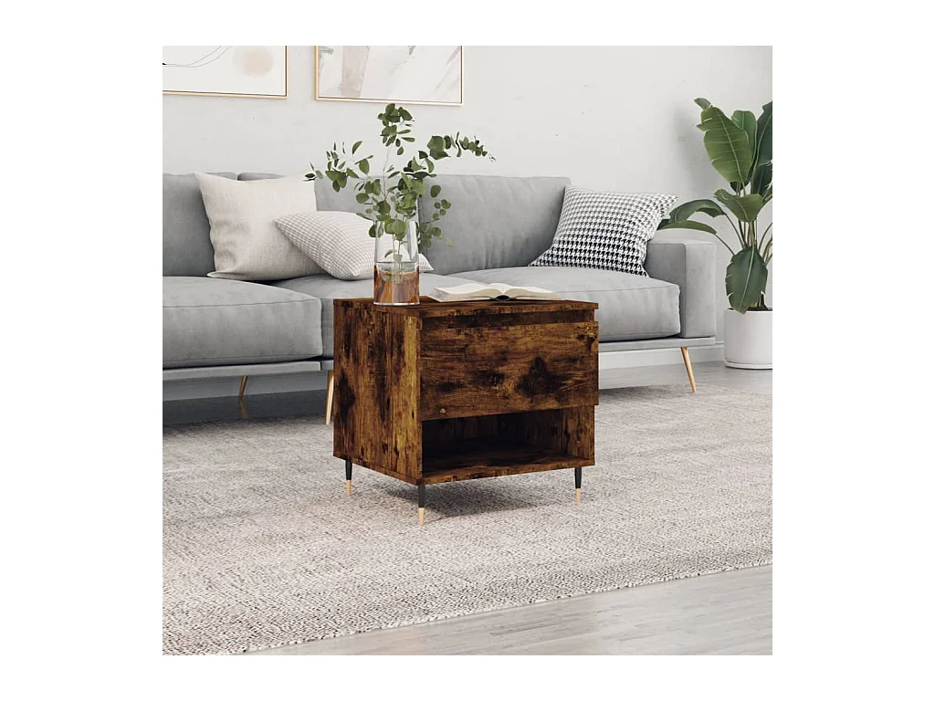 Table basse chêne fumé 50x46x50 cm bois d'ingénierie OFR70215 BonneVie Meuble