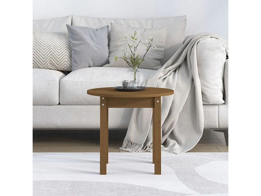 Mesa de centro de madera maciza de pino marrón miel Ø 45x40 cm ES18429
