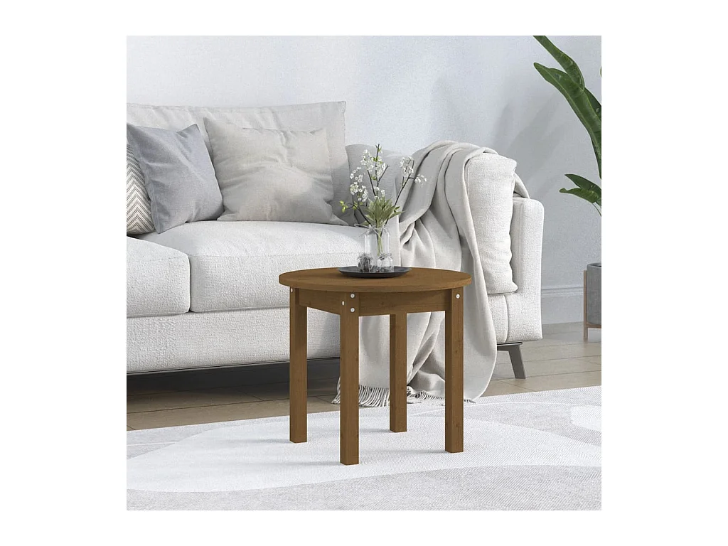 Table basse Marron miel Ø 45x40 cm Bois massif de pin OFR81154 BonneVie Meuble