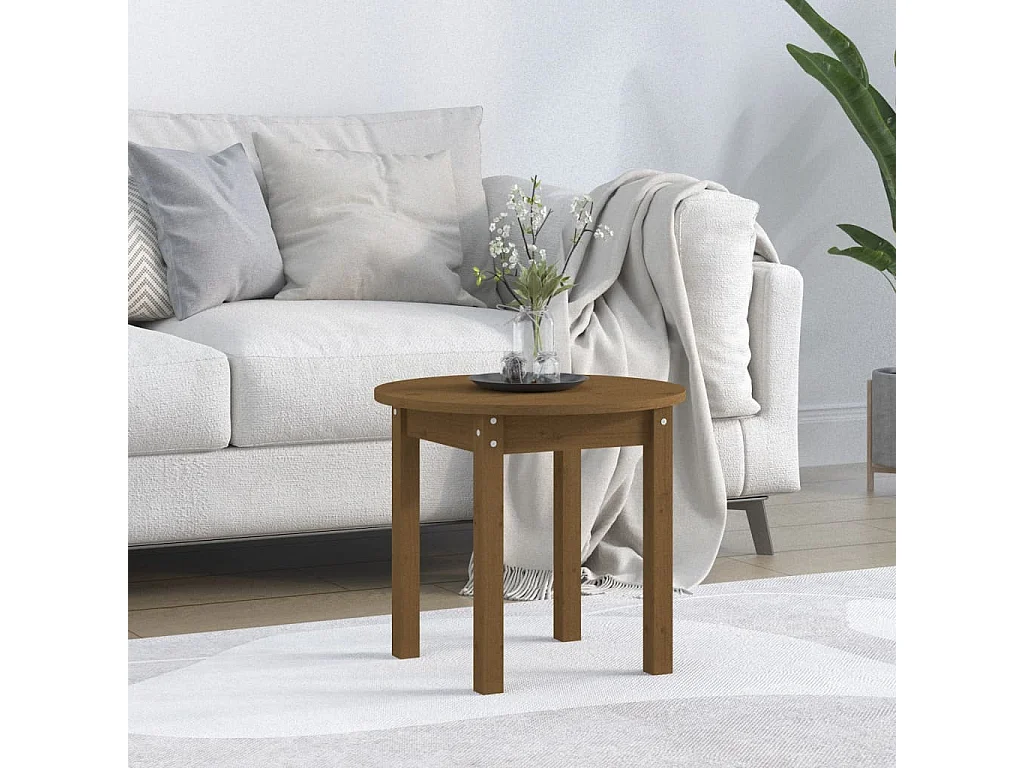 Table basse Marron miel Ø 45x40 cm Bois massif de pin OFR81154 BonneVie Meuble