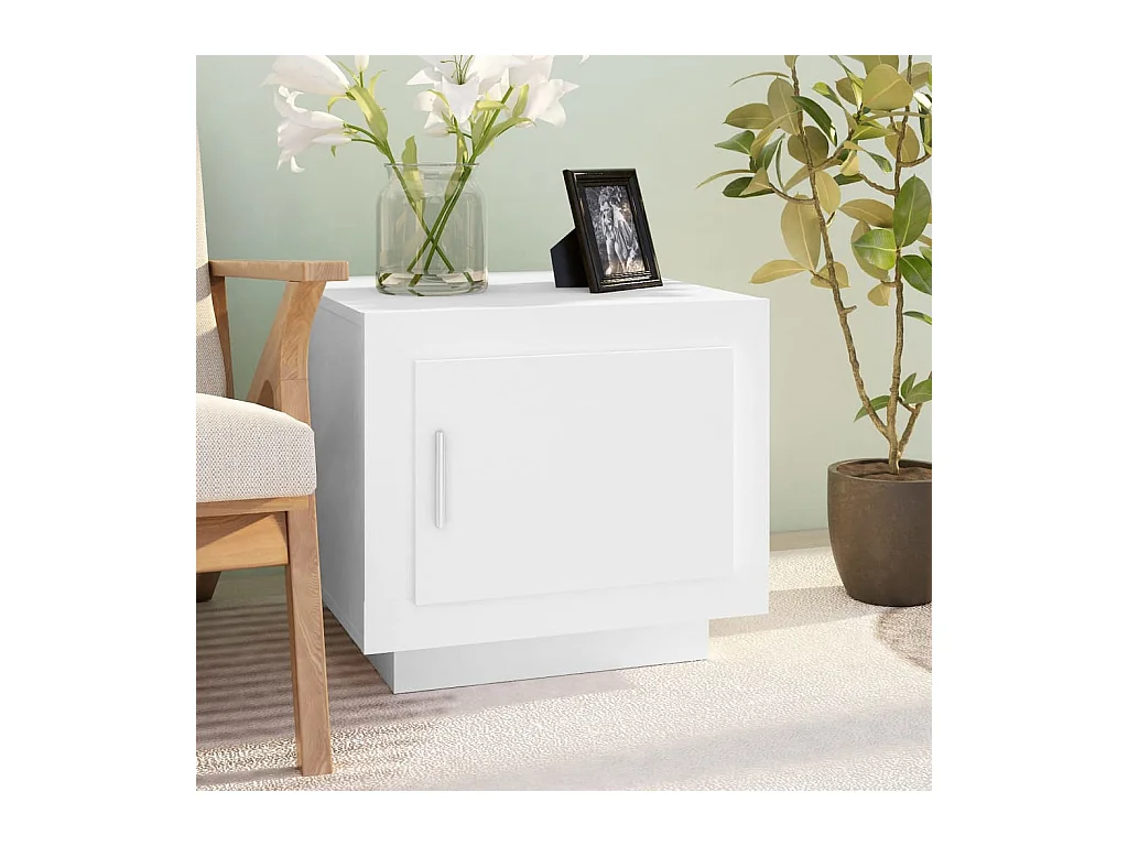 Table basse Blanc 51x50x45 cm Bois d'ingénierie OFR50122 BonneVie Meuble