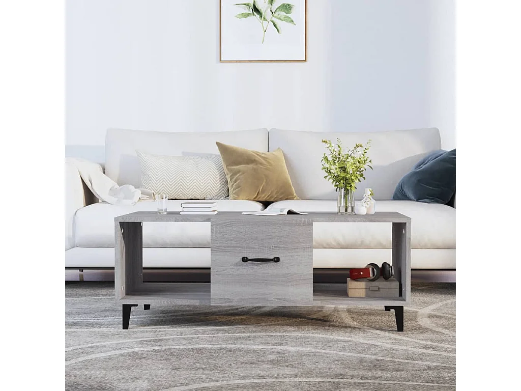 Mesa de centro madera contrachapada gris Sonoma 102x50x40 cm ES71017