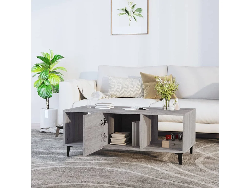 Mesa de centro madera contrachapada gris Sonoma 102x50x40 cm ES71017