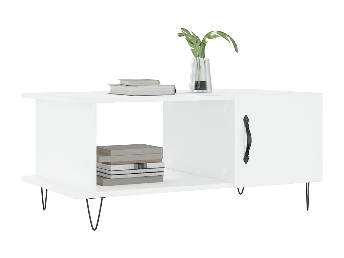 Table basse blanc 90x50x40 cm bois d'ingénierie OFR87196 BonneVie Meuble