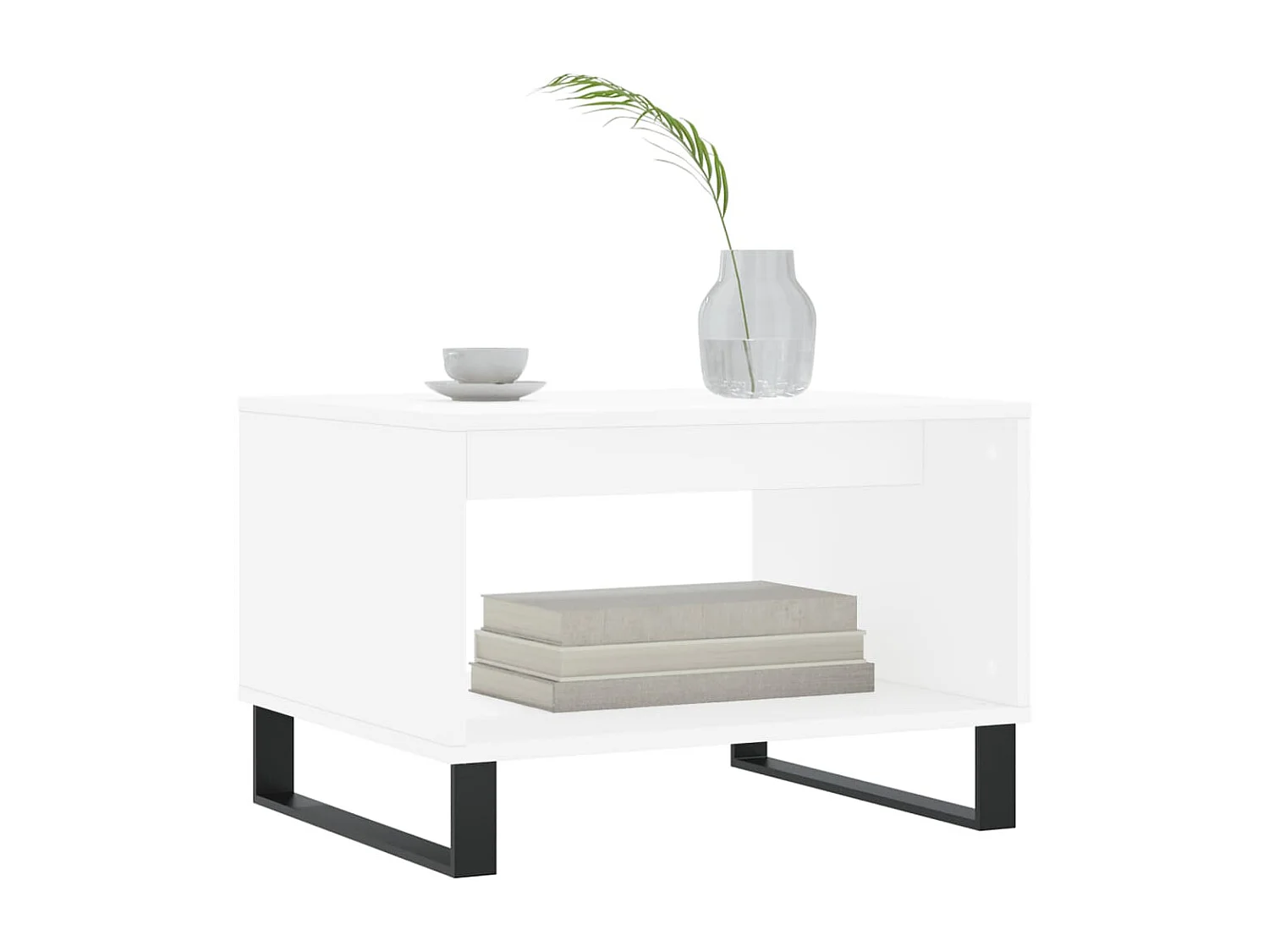 Table basse blanc 60x50x40 cm bois d'ingénierie OFR77907 BonneVie Meuble