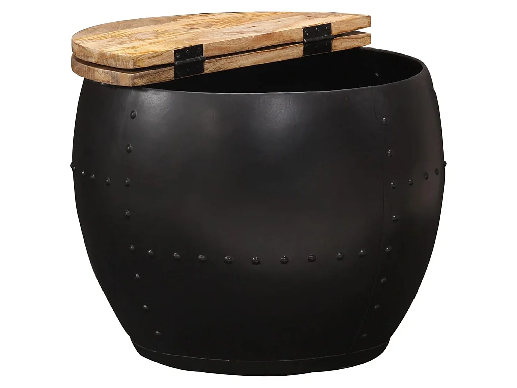 Table basse ronde 53x43 cm Bois de manguier massif OFR75460 BonneVie Meuble