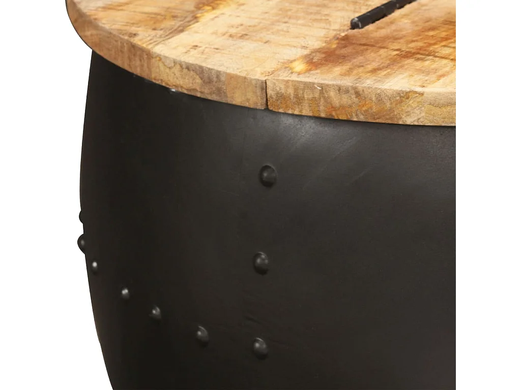 Table basse ronde 53x43 cm Bois de manguier massif OFR75460 BonneVie Meuble