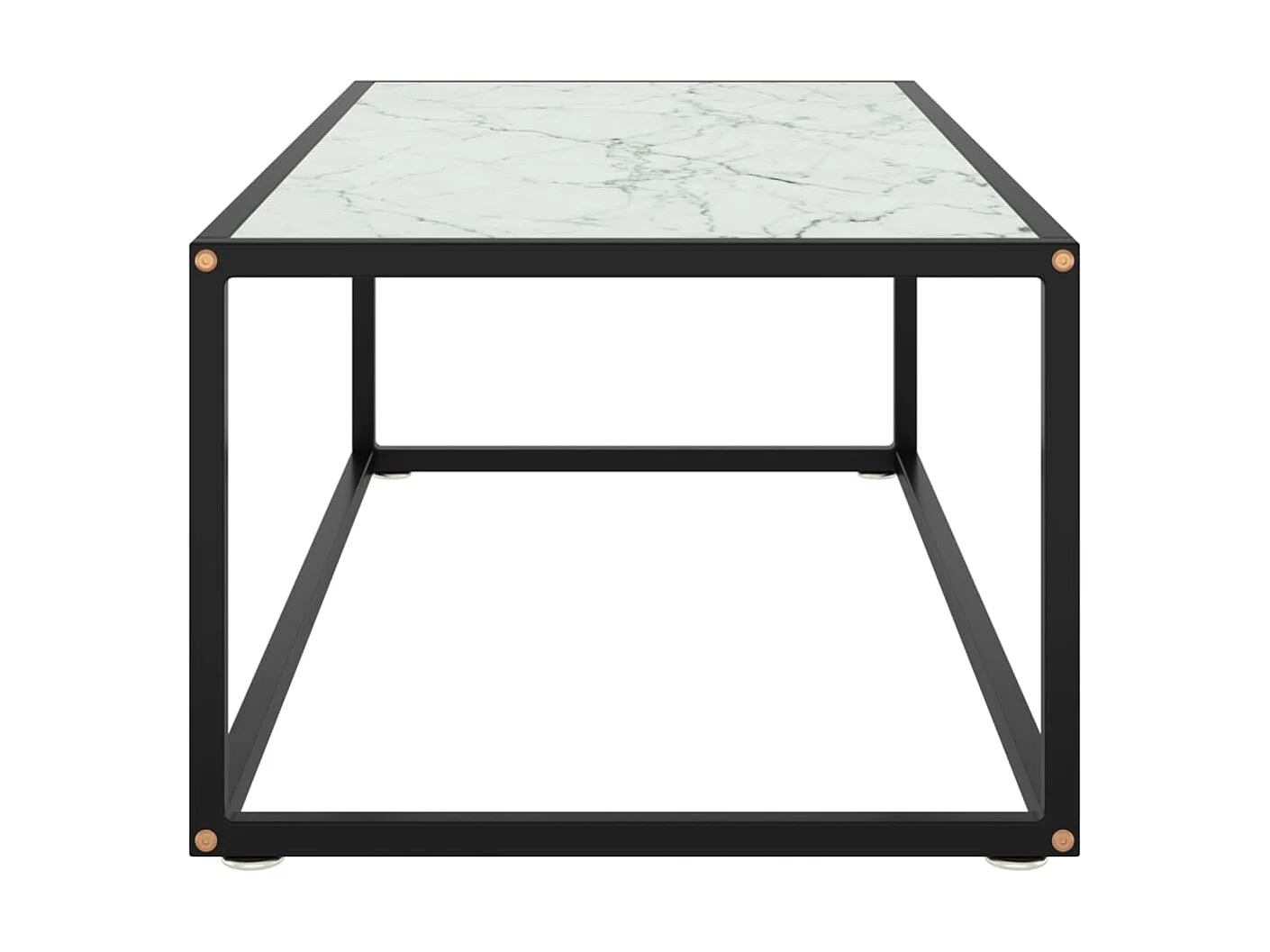 Table basse Noir avec verre marbre blanc 100x50x35 cm OFR57206 BonneVie Meuble
