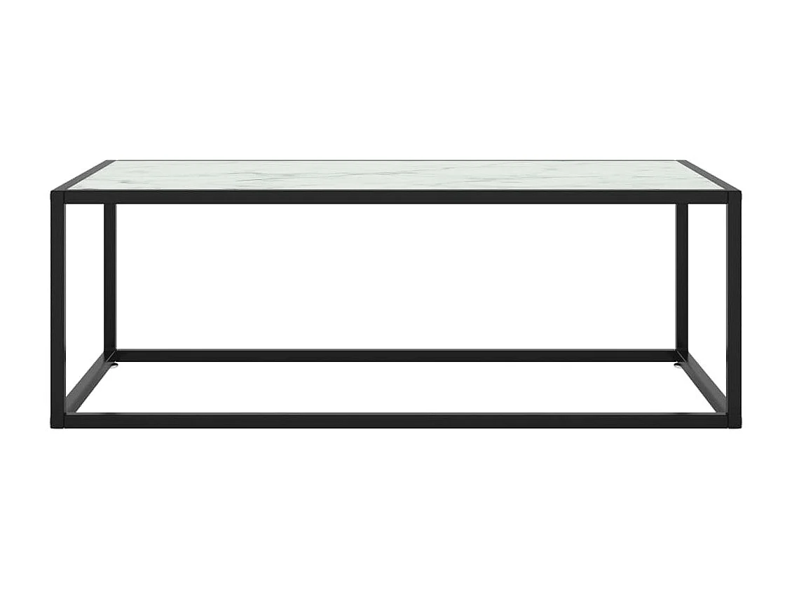 Mesa de centro negra con vidrio de mármol blanco 100x50x35 cm ES65633