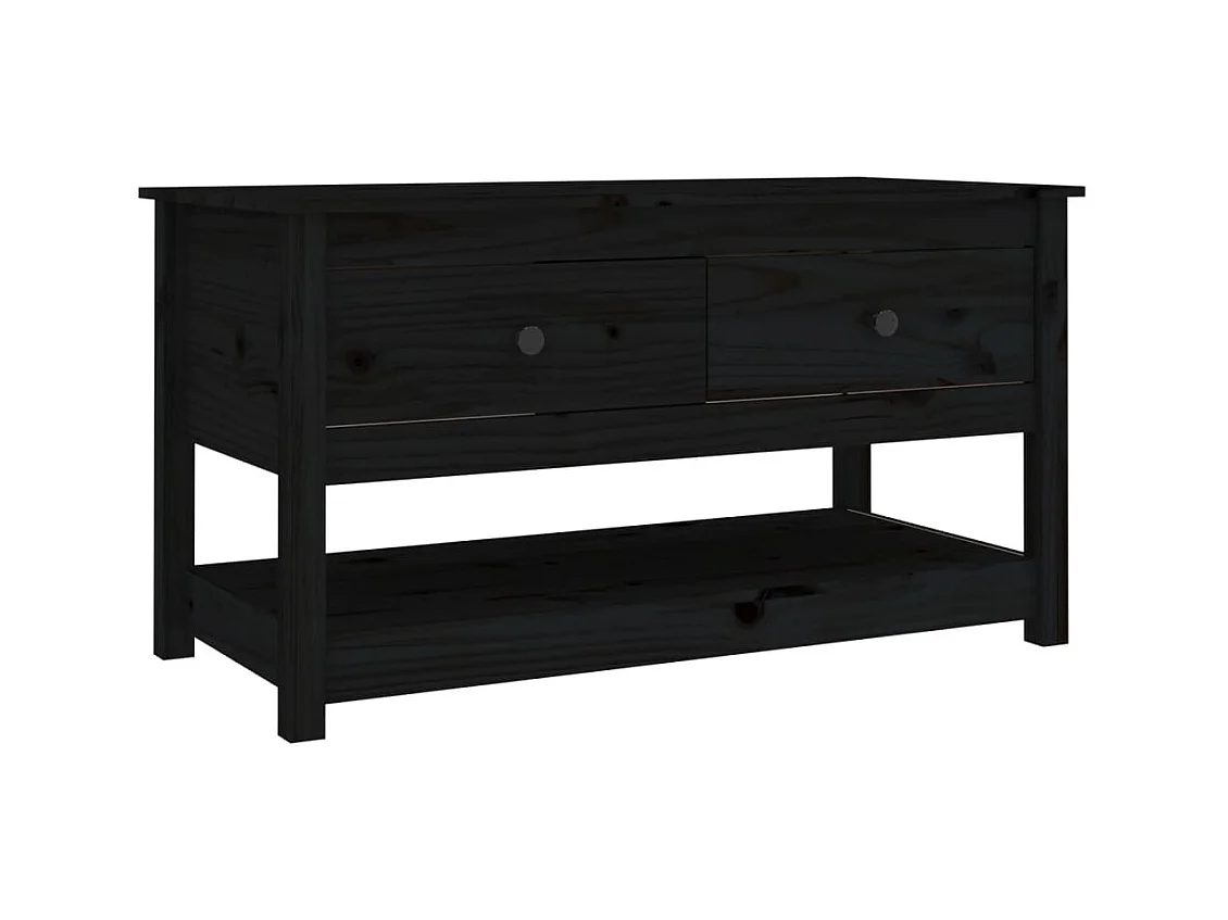 Table basse Noir 102x49x55 cm Bois massif de pin OFR32686 BonneVie Meuble