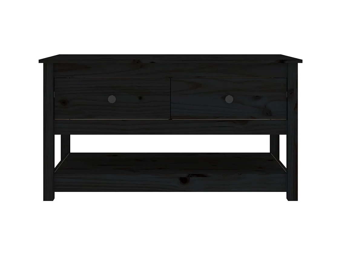 Table basse Noir 102x49x55 cm Bois massif de pin OFR32686 BonneVie Meuble