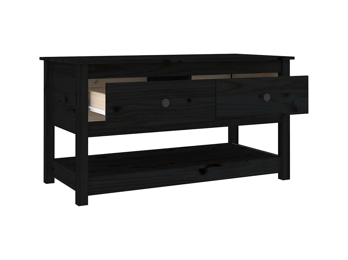 Table basse Noir 102x49x55 cm Bois massif de pin OFR32686 BonneVie Meuble
