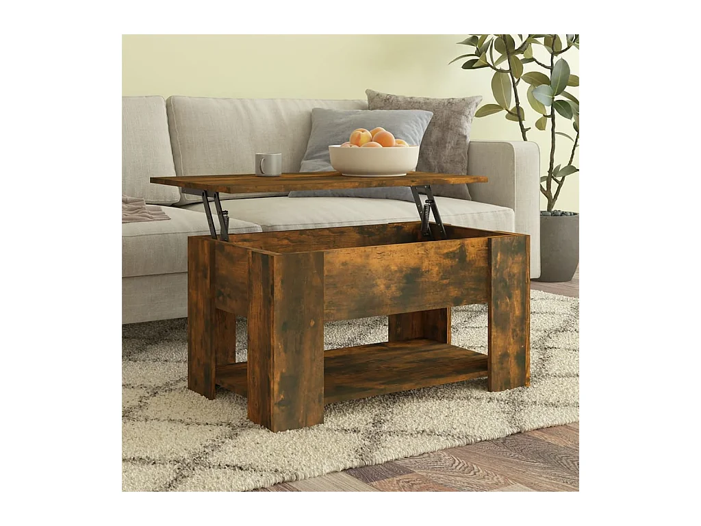Table basse relevable Chêne fumé 79x49x41 cm Bois d'ingénierie OFR73010 BonneVie Meuble